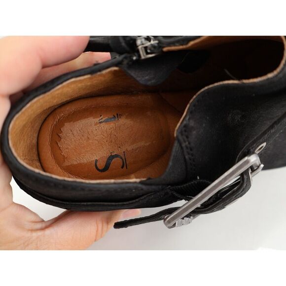 Sofft Buckle Strap Black Leather Boots Alvie Ankle Bootie Size 7 M Western - Picture 8 of 12